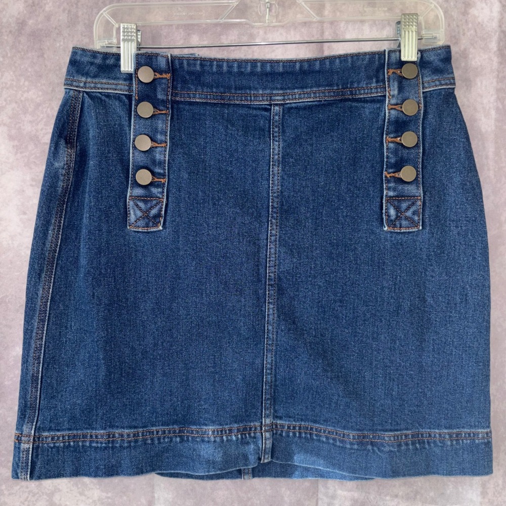 LOFT Outlet Women Size 8 Blue Denim Sailor Mini Skirt Nautical Preppy Coastal